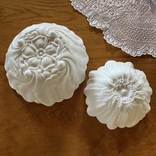 Vintage Indiana White Milk Glass Wild Rose Flower Pattern Set 2 Stacking Bowls