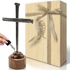 LeMeeOly Jesus Christ Crucifixion Nail Metal Cross Wooden Base, Easter Gifts for