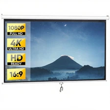 Projector Screen Pull Down 100 Inch 16:9 HD Portable Foldable Projection Screen