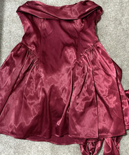 Fashion Nova Women’s Burgundy Strapless Solid Mini Dress w/ Bow Accent Size L