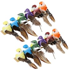 12x Artificial Birds Faux Birds Colorful Realistic Foam Fake Birds Clip on Birds