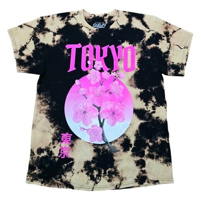 Tokyo Japan Cherry Blossom Popular Poison Size L Black Brown Tye-Die T-Shirt