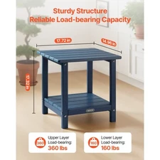 Outdoor Side Table, 17.72W x 14.96D x 17.32H Inch, Double Layer HDPE Outside End