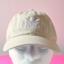 Adidas Embroidered Trefoil Hat Khaki Beige Strapback Dad Cap