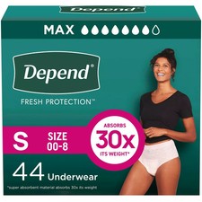 Depend Fresh Protection Incontinence Underwear for Women, Small - 44 Ct