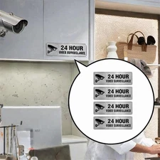 4Pcs 24 Hour Video Surveillance Sign Monitored Signs for House Indoor Office