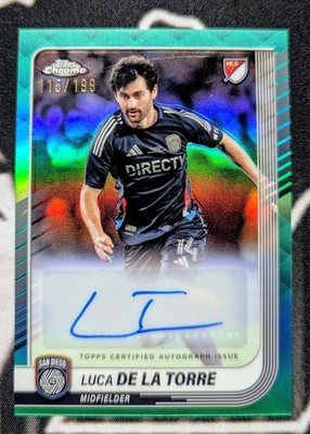 2025 Topps Chrome MLS Luca De La Torre Auto Aqua Refractor /199 San Diego CA-LD