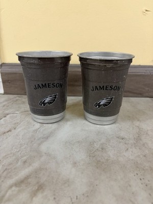 Jameson Irish Whiskey Philadelphia Eagles Ball Aluminum Rare 16oz Cups Lot Of 2