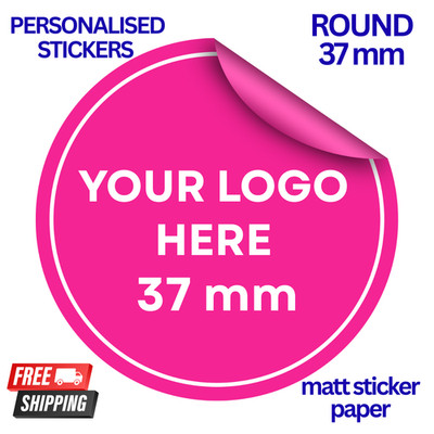 Neu Individuelle Logo Aufkleber 37mm Rund, Personalisiert Geschäft/Firmen Name Etiketten