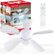Ceiling Fan with Light, Ultra Quiet 20“ Screw in Ceiling Fan Light and Remote...