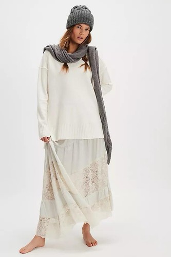 Nueva Falda Midi Free People Told You So Half Slip En Niveles Encaje Asimétrico Talla L - Imagen 3 de 7