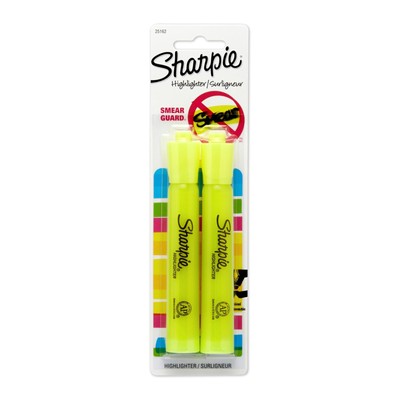 Sharpie 25162PP Accent Tank-Style 2 Count (Pack of 1), Fluorescent Yellow 