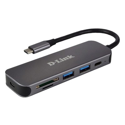 D-Link DUB-2325 USB-Hub mit Kartenleser 1x USB-C, 2x USB-A 3.0, 1x microSD Slot,