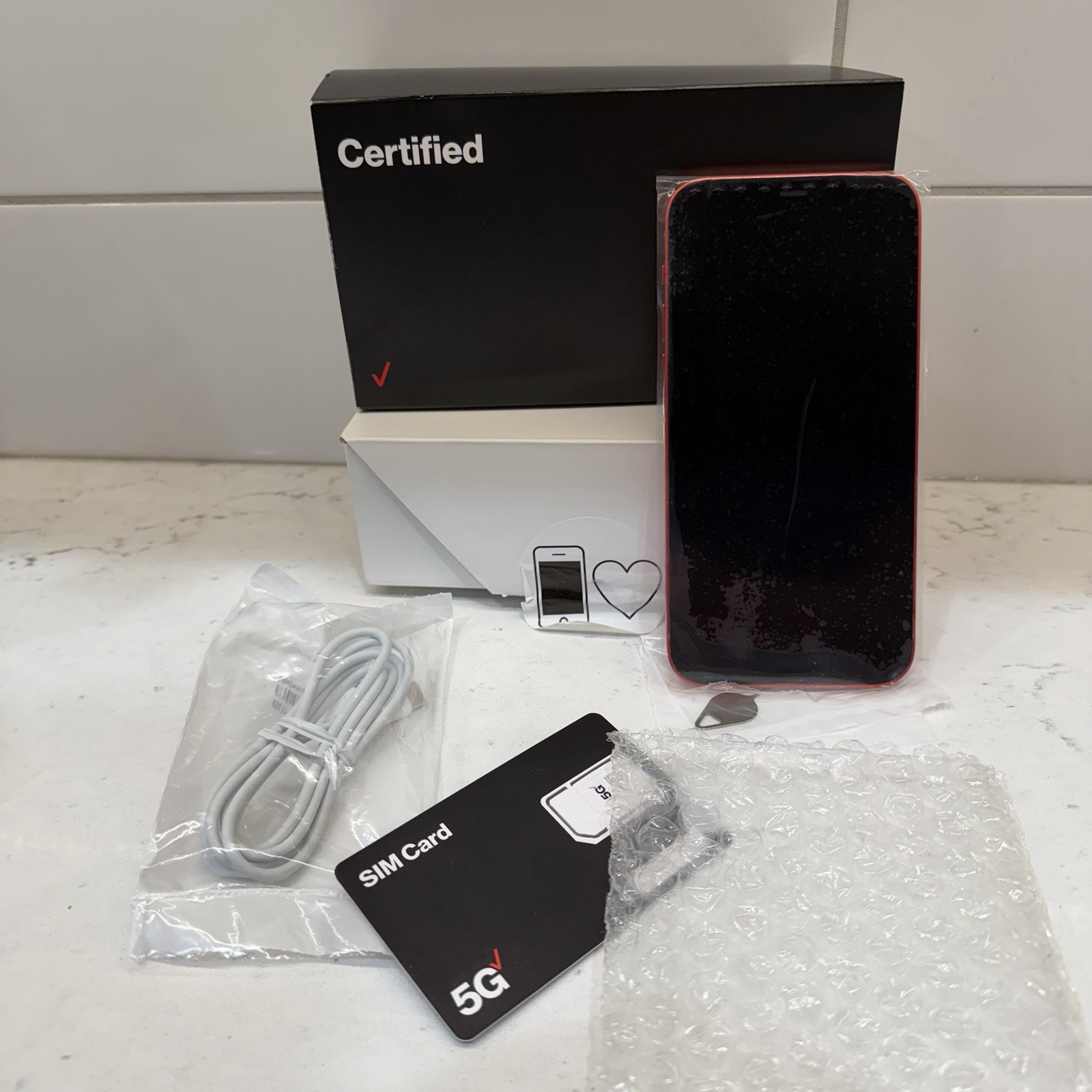 Apple iPhone 12 - 128GB - (PRODUCT)RED (Verizon) Smartphone Box Cavi SIM
