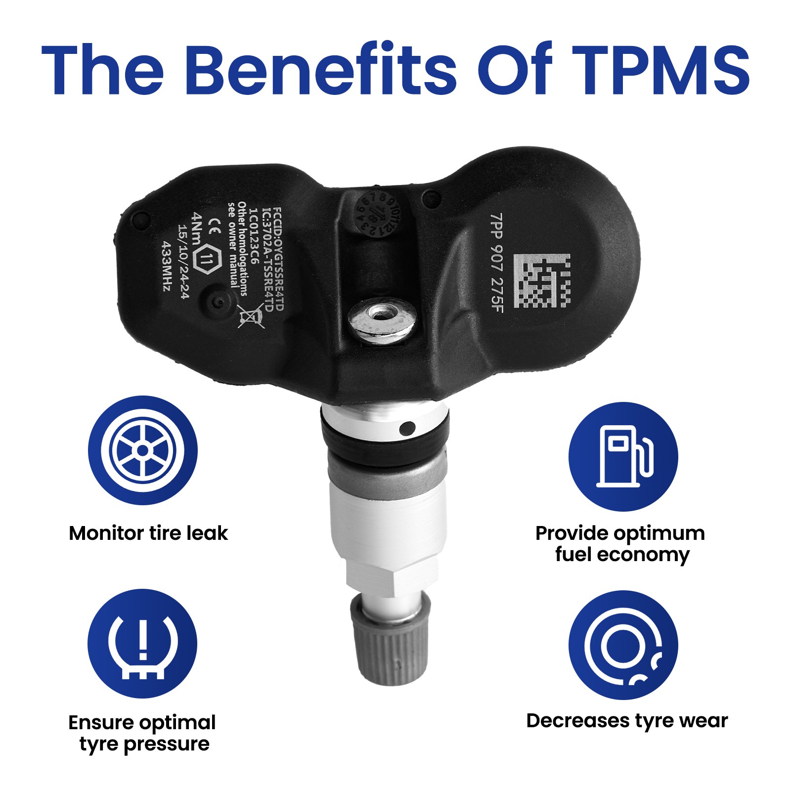 4Pcs Tire Pressure Sensor TPMS For Audi A4 A6 A8 Q7 R8 433MHZ ...