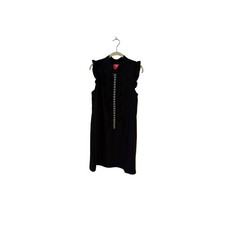 Lilly Pulitzer Womans Size 8 Black Shift Dress Sleeveless Ruffle Pearl Mock Neck