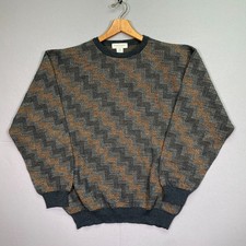 Tricots St Raphael Sweater Mens XL 3D Knit Zig Zag Multi Color Merino Wool