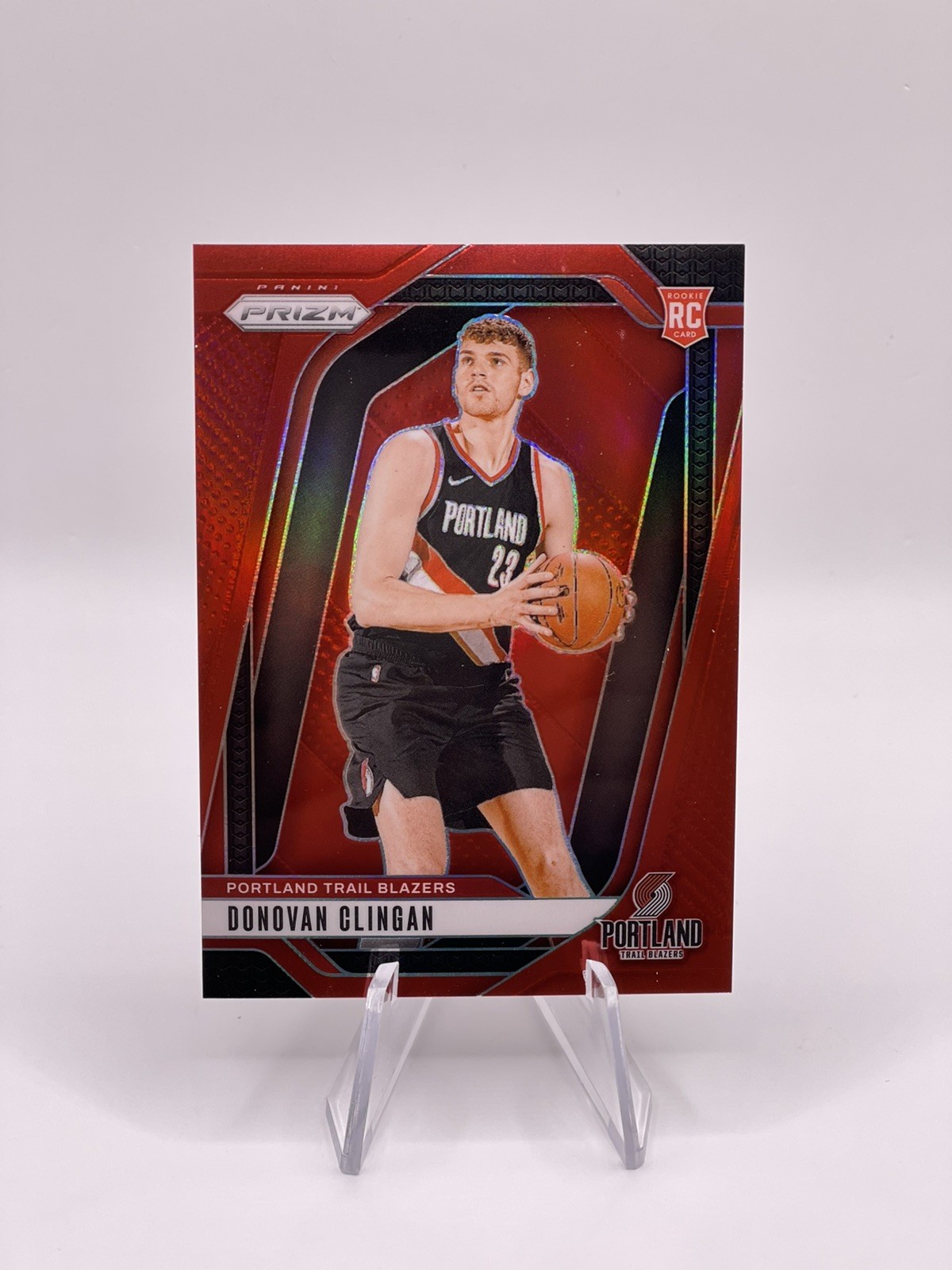 2024-25 Panini Prizm Donovan Clingan #221 RC Rookie Red /299 Blazers