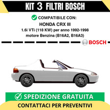 KIT BOSCH 3 Filtri tagliando per HONDA CRX III 1.6i VTi 118 kw Benzina 1992-1998