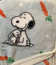 Peanuts Snoopy Berkshire Blanket Easter Blue Carrots Throw 60x90 Large NWT
