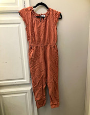 Old Navy Girls Pink Solid Sleeveless Jumpsuit XL 14-16 Elastic Waist Pockets