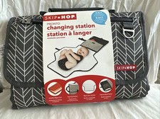 NIB Pronto Portable Changing Station,Diaper Clutch and Changing Pad Grey Chevron