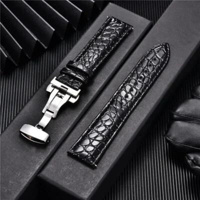 Bracelet de Montre Ceinture 18-20-22-24mm Serpent Crocodile Vintage Longines Dw - Photo 1/4