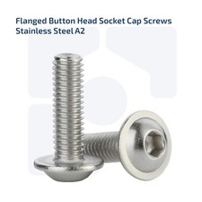 M6 x 20MM FLANGED BUTTON HEAD SCREWS ALLEN SOCKET BOLTS A2 STAINLESS STEEL