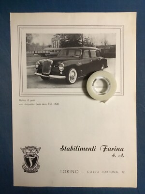 Very rare advertising 'Fiat 1400 sedan 6 seater flour 1951