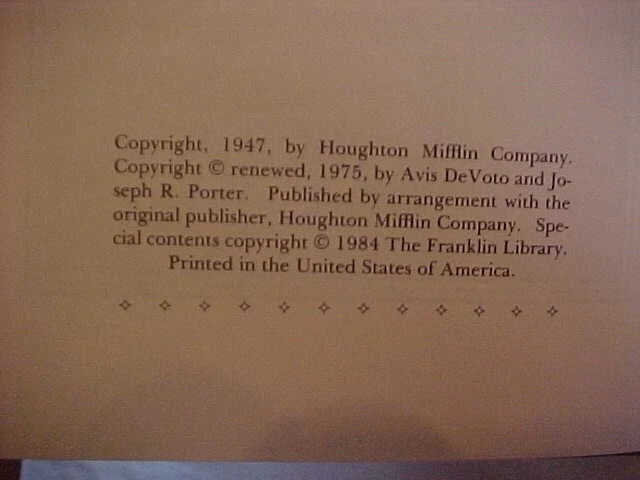 ACROSS THE WIDE MISSOURI by DeVOTO; FRANKLIN LIBRARY LEATHER Pulitzer (1984 Foto 4 de 4