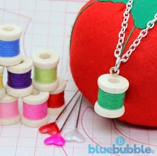 Bluebubble SEW SWEET Bobbin Cotton Reel Necklace Cute Sewing Hobby Art Craft Fun