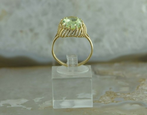 Vintage 10K Yellow Gold Prasiolite Oval Ring Size 8 Circa 1960 - Picture 7 of 10
