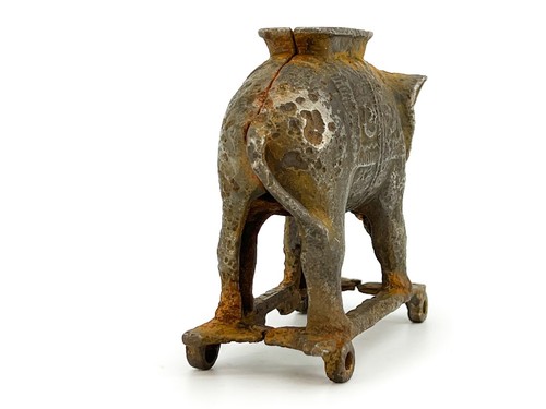 Original Vtg Antique Cast Iron ELEPHANT BANK on Wheels Toy 4" Parts / ASIS - Picture 6 of 24