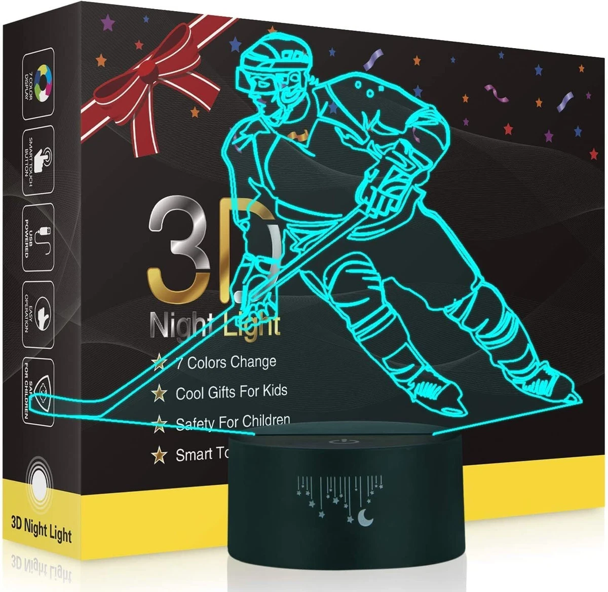 Hockey Night Light Hockey Gifts for Boys 3D Lamp with Smart Touch Control 7  Co