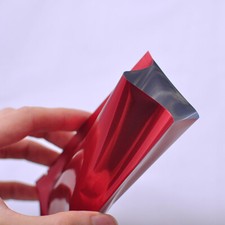 100pc Double Sided Glossy Red Mylar Sample Size Heat Sealable Bags 3x4.7in