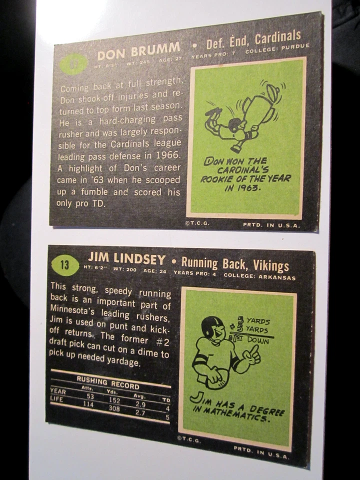 6 1969 TOPPS FOOTBALL CARD CRENSHAW BRUMM KOY AND MORE BBA-45 - Image 4 of 4