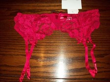 NWT CABERNET LACE FRONT GARTER BELT NYLON/SPANDEX RED 4244 L
