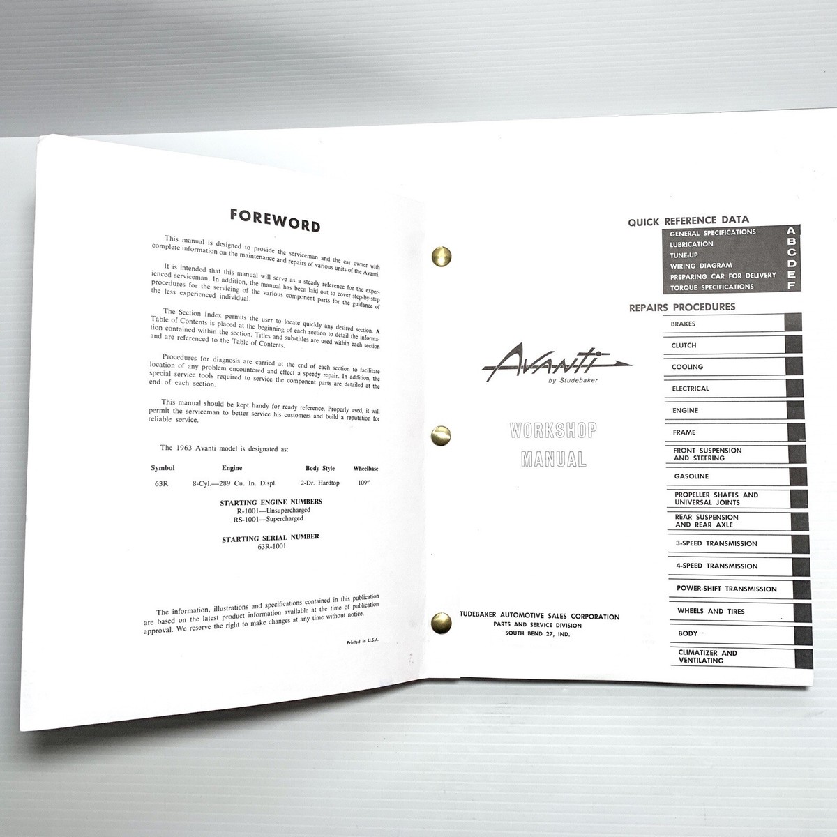 1963 1964 Studebaker Avanti Shop Manual 63 64 Repair Service Book - Foto 10