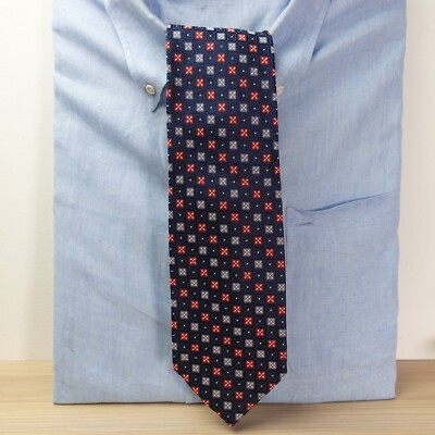 Neck Tie Mens Blue Navy Silk Foulard Formal Designer XL CARMINE ARTHUR  CLOTHIERS