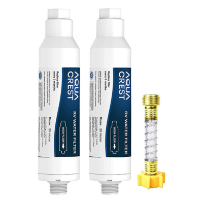 #ad #ad AQUA CREST RV Inline Water Filter 2 Pack with Hose Protector Reduces Chlorine $26.99