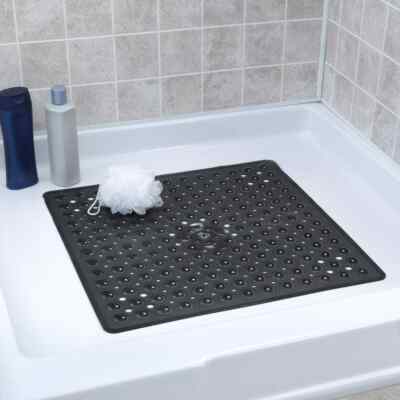 SlipX Solutions 21 in. x 21 in. Square Shower Mat in Black