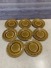 Vtg Homer Laughlin Castilian Coventry Gold Saucers - Set Of 8