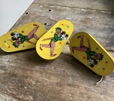 Set Of 3 Vintage Litho New Years Tin noisemakers vintage man in Halloween Garb