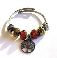 Tree Of Life Crystal Breads Bangle Bracelet
