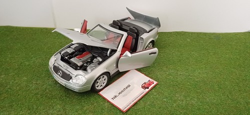 MERCEDES BENZ SLK 230 cabriolet convertible toit rétractab 1996 gris 1/18 MAISTO - Imagen 7 de 8