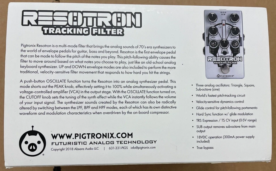 Resotron Tracking Filter Synthesizer Guitar Effects Pedal - NEW in BOX - Image 2 of 3