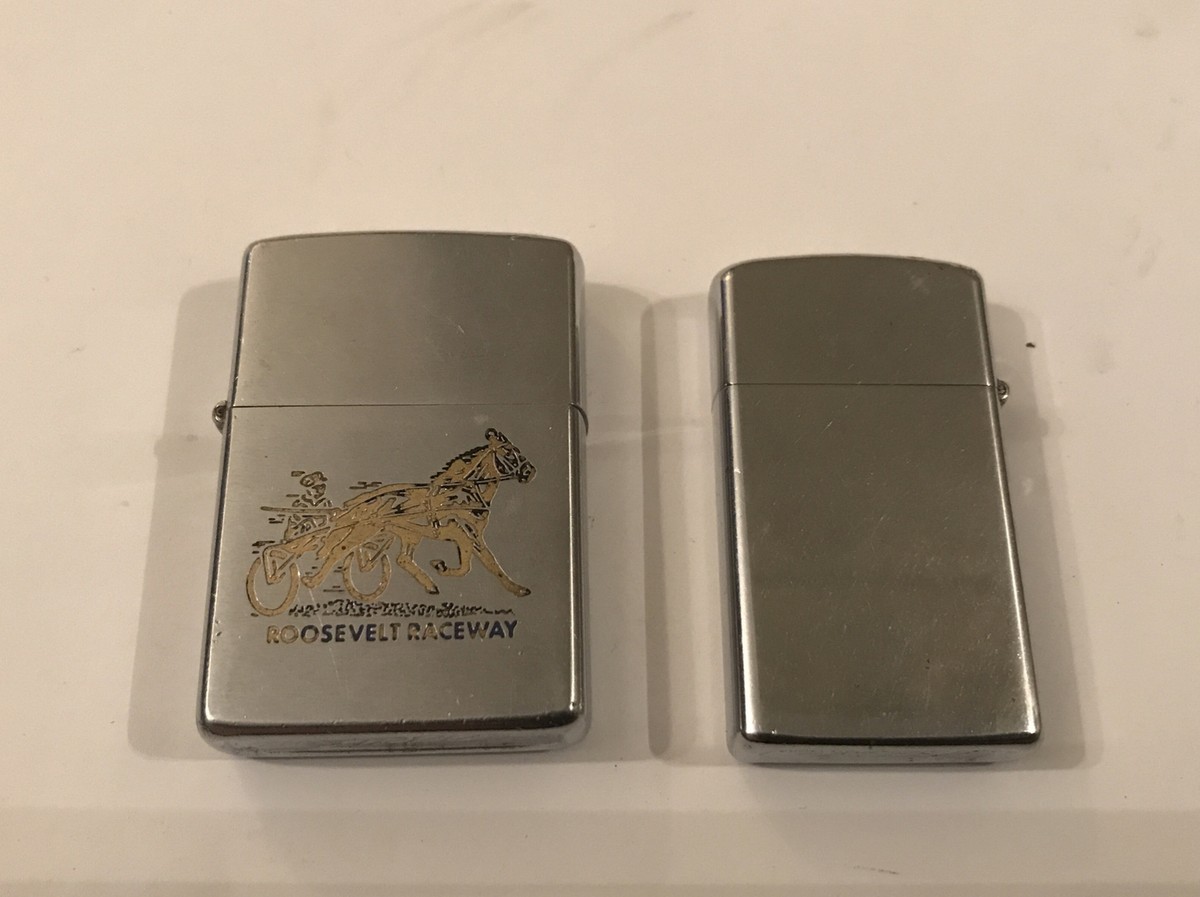2 Zippo Lighter. 1983 Roosevelt Raceway Horse Track Philadelphia