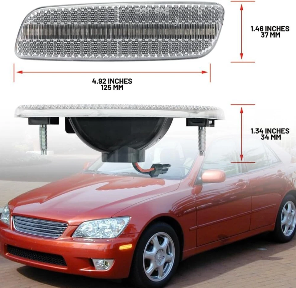 Luz de señalización lateral LED transparente para parachoques delantero para Lexus IS300 GS300 GS400 GS430 LS400 Foto 4 de 4