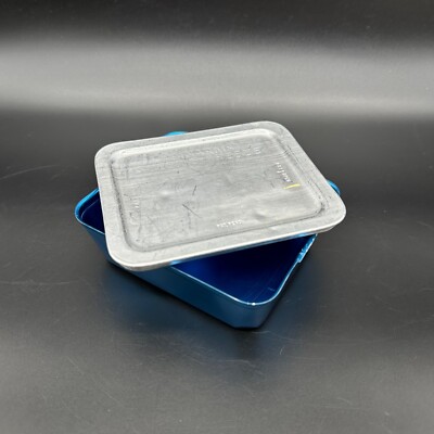 Vintage Aluminum Refrigerator Dish 1950s USA Speed E Freeze Blue Food Storage