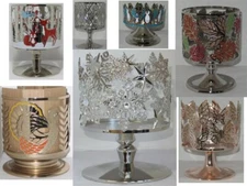 Bath & Body Works 3-Wick 14.5 oz Pedestal Candle Sleeve Holder gold silver upick